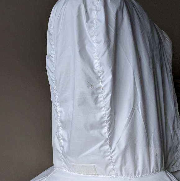 White Nautica Jacket / Windbreaker Zip Pockets With Hood Size L - Picture 8 of 8